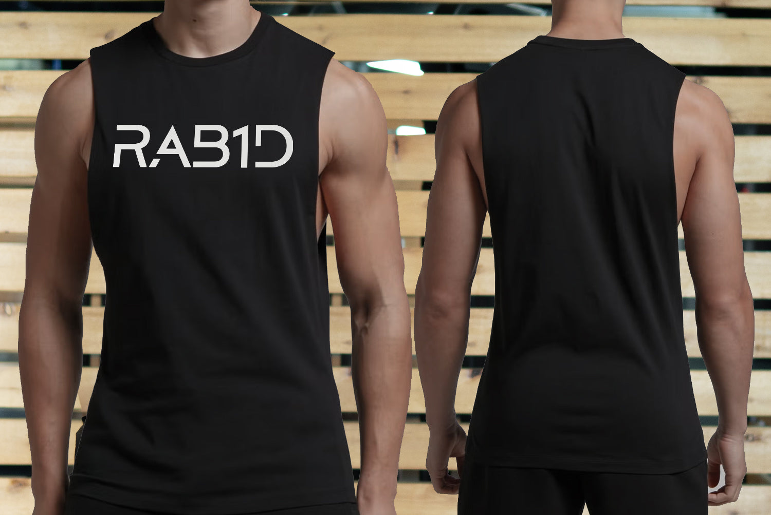 Rabid-Male-Apex-Tank-Black-Classic-gym-low-cut-long-armhole-thumbnail