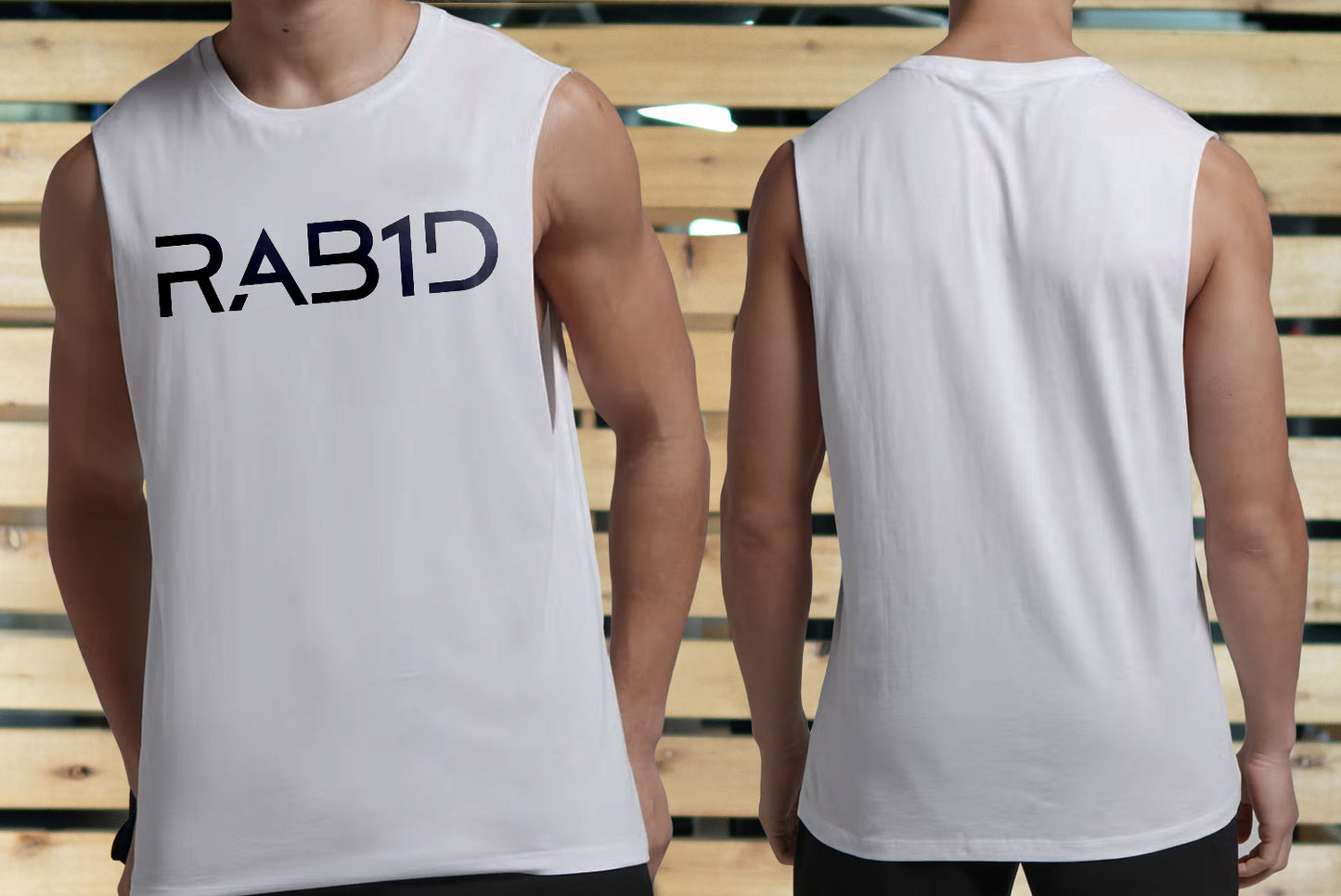 Rabid-Male-Apex-Tank-White-Classic-gym-low-cut-long-armhole-thumbnail